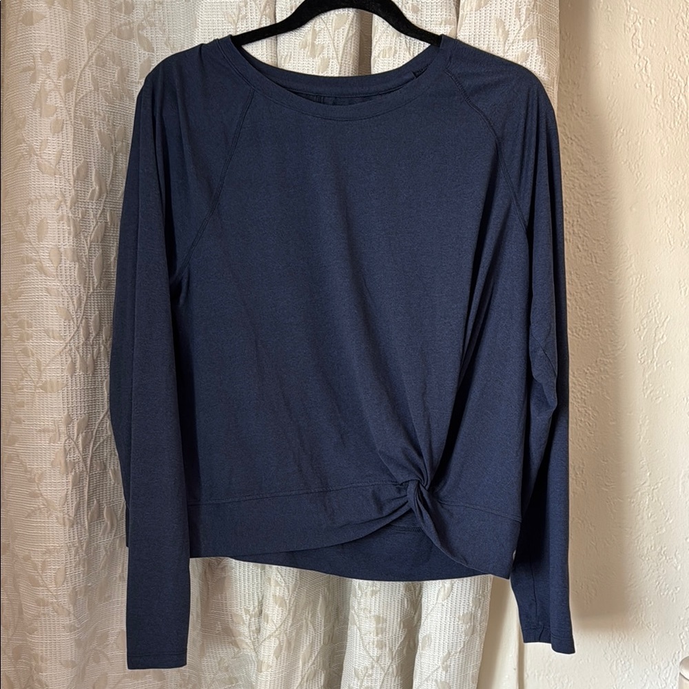 Apana Blue Tie Front Long Sleeve Women’s Exercise Tee